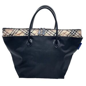 Burberry Black Tote with Beige Check Accent